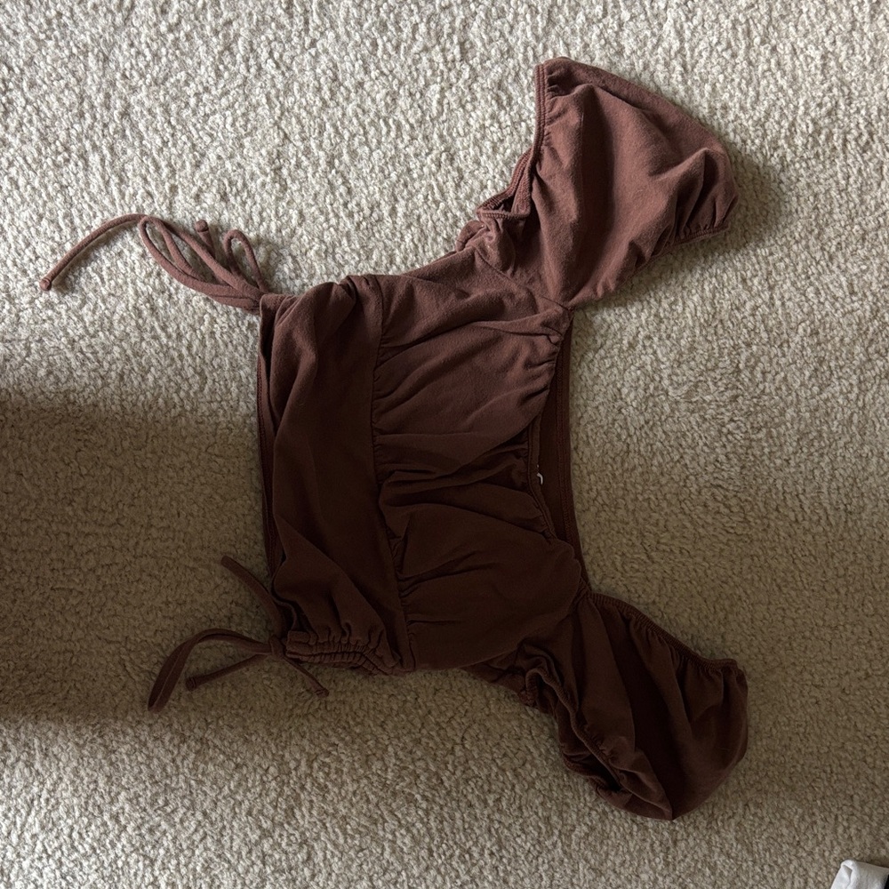 Hollister Chocolate Off-Shoulder Top